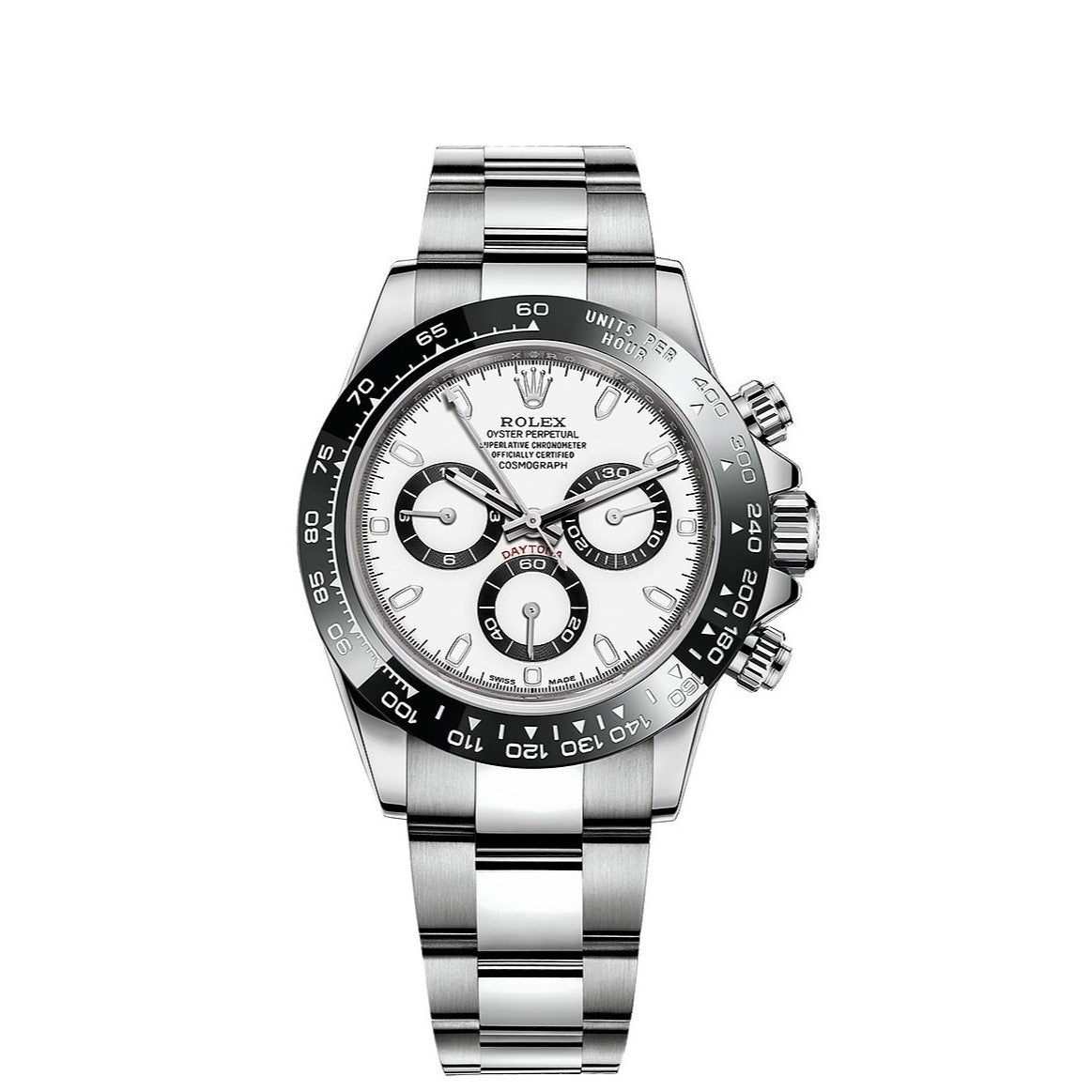 Rolex Daytona Cosmograph 40mm Oyster White Dial Black Bezel Stainless Steel Watch 116500LN