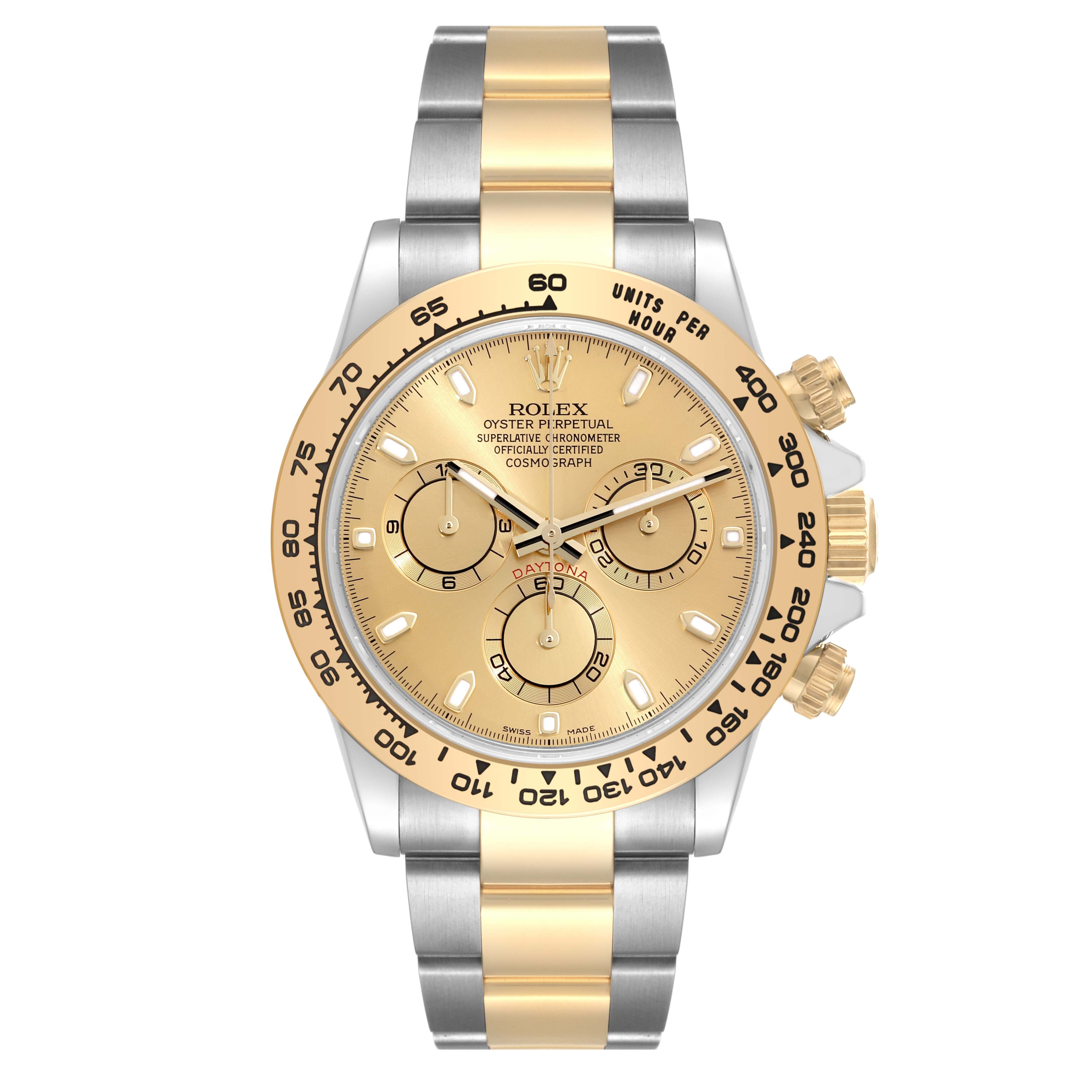 Rolex Daytona Cosmograph 40mm Stainless Steel & 18k Yellow Gold Oyster Champagne Dial Gold Bezel Watch 116503