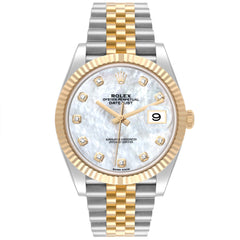 Rolex Datejust 41mm 2 Tone 18k Yellow Gold & Stainless-Steel Fluted Bezel MOB Diamond Dial Jubilee Watch 126333