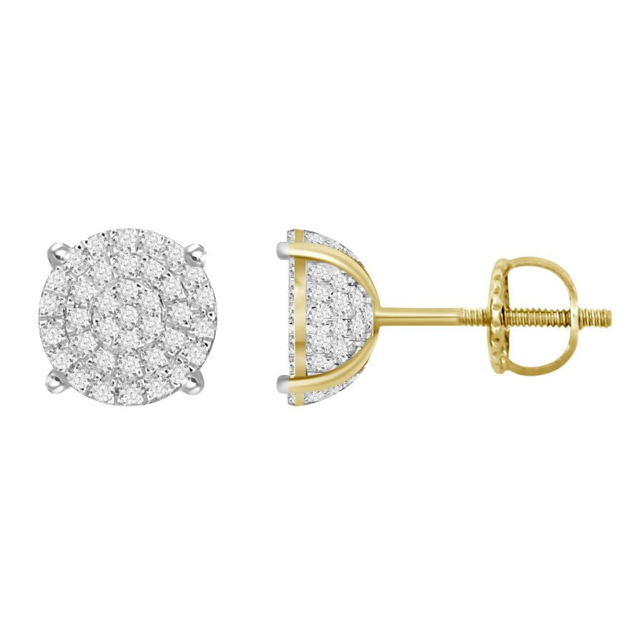 LADIES EARRINGS 0.20CT ROUND DIAMOND 10K YELLOW GOLD