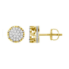 LADIES STUD EARRINGS 0.50CT ROUND DIAMOND 10K YELLOW GOLD