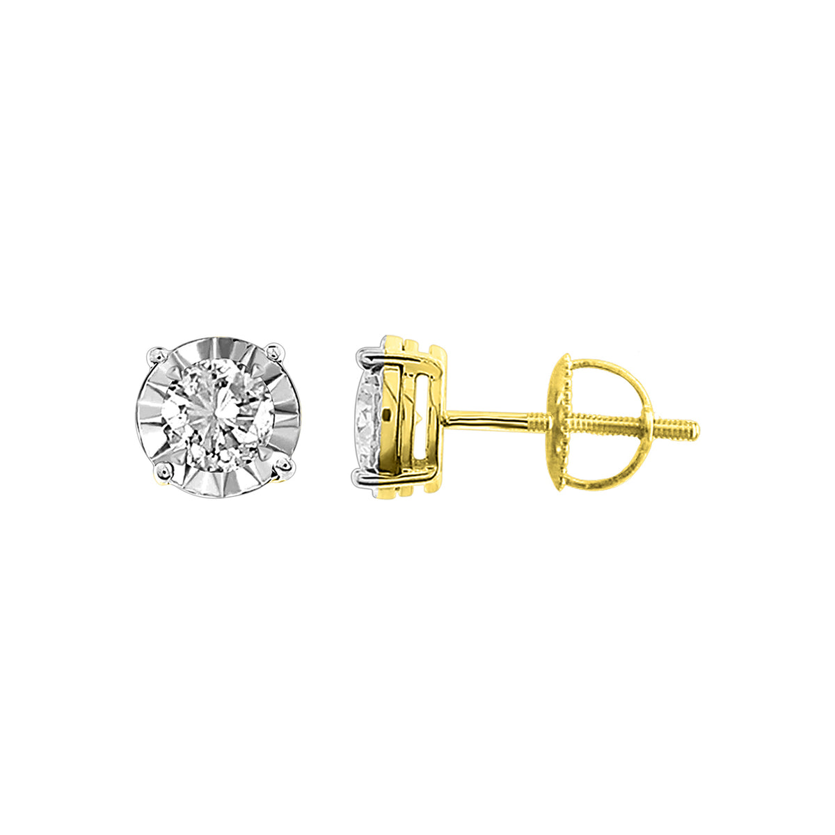 LADIES STUD EARRINGS 0.25CT ROUND DIAMOND 10K YELLOW GOLD