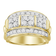 MEN'S RING 2.00CT ROUND DIAMOND 10K YELLOW GOLD