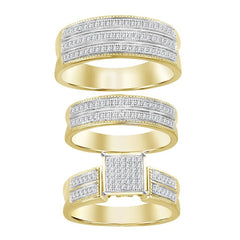 LADIES TRIOS SET 0.50CT ROUND DIAMOND 10K YELLOW GOLD