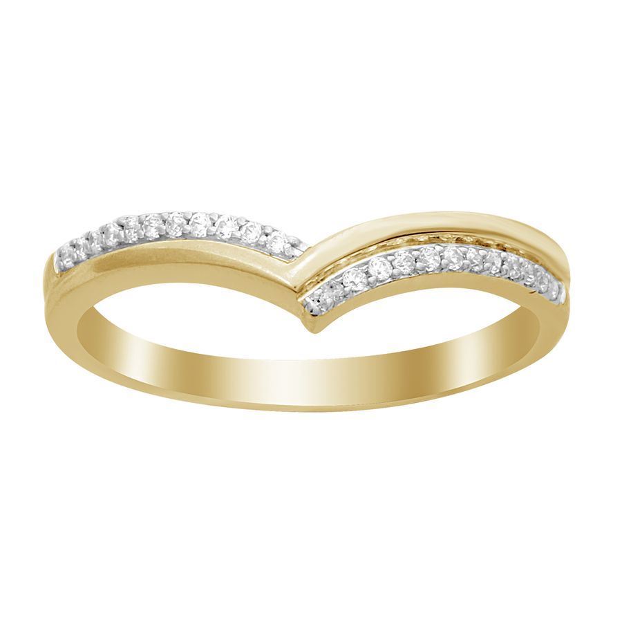 LADIES BAND 0.08CT ROUND DIAMOND 10K YELLOW GOLD