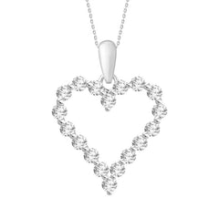 LADIES HEART PENDANT WITH CHAIN 0.25CT ROUND DIAMOND 14K WHITE GOLD