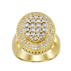 MEN'S RING 2.00CT ROUND DIAMOND 14K YELLOW GOLD