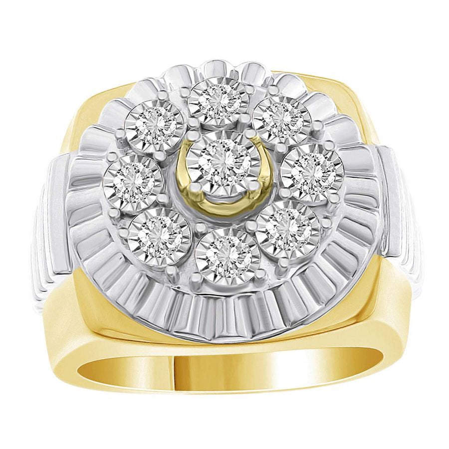 MEN'S RING 1.00CT ROUND DIAMOND 10K YELLOW GOLD