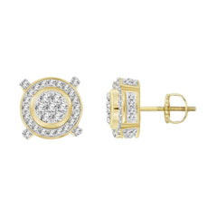 LADIES STUD EARRINGS 0.50CT ROUND DIAMOND 10K YELLOW GOLD