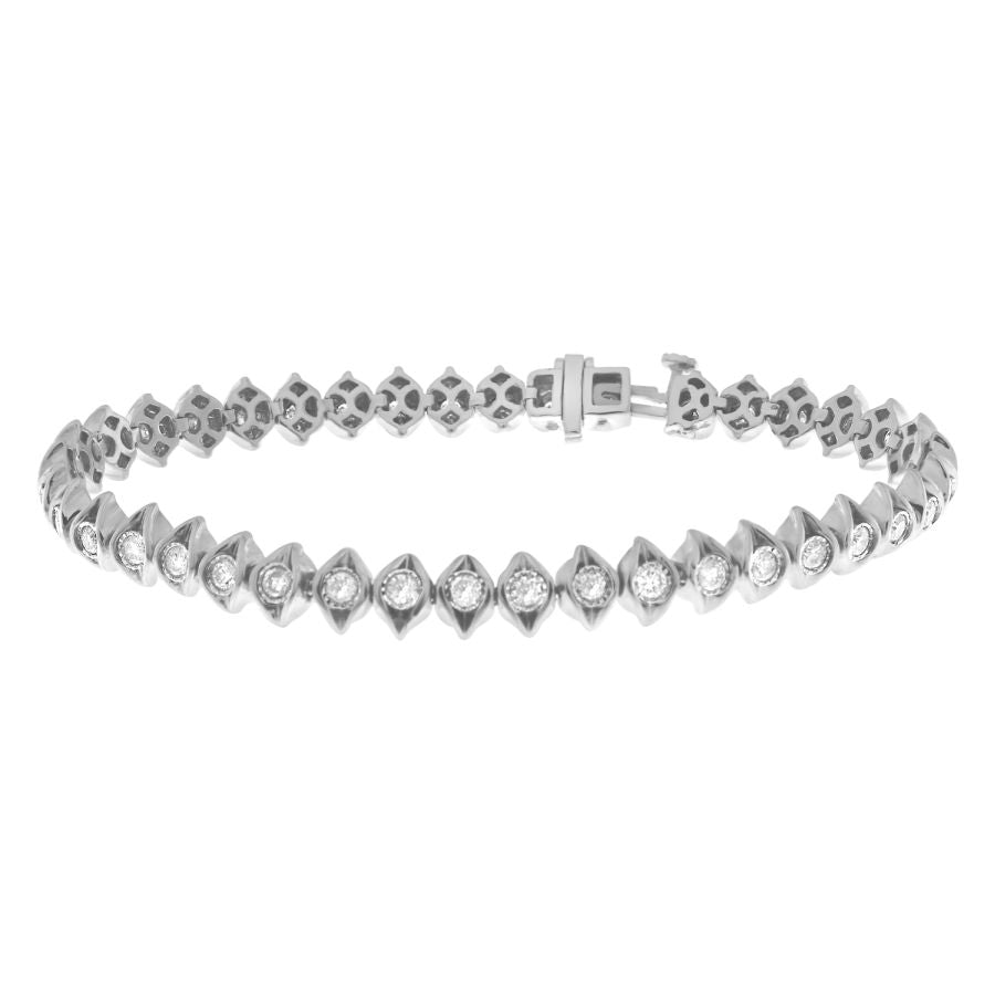 LADIES BRACELET 1.00CT ROUND DIAMOND 10K WHITE GOLD