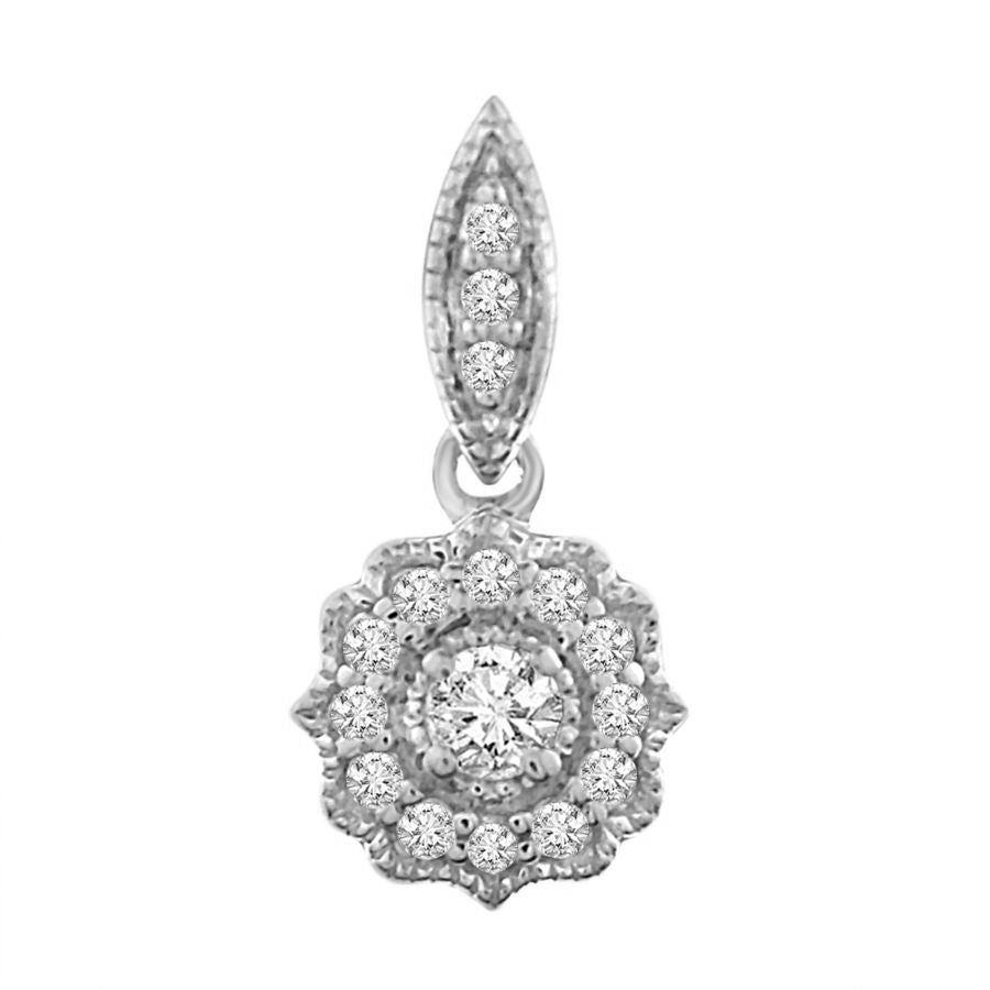 LADIES PENDANT 0.15CT ROUND DIAMOND 10K WHITE GOLD