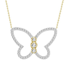 LADIES PENDANT WITH CHAIN 0.20CT ROUND DIAMOND 10K WHITE/YELLOW GOLD