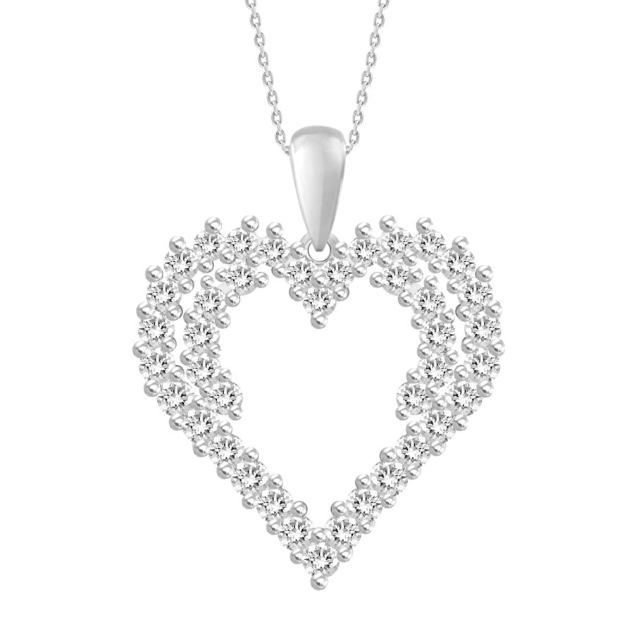 LADIES PENDANT WITH CHAIN 0.75CT ROUND DIAMOND 14K WHITE GOLD