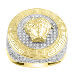 MEN'S RING 1.25CT ROUND DIAMOND 10K YELLOW GOLD