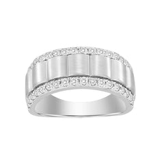 MEN'S BAND 1.00CT ROUND DIAMOND 14K WHITE GOLD