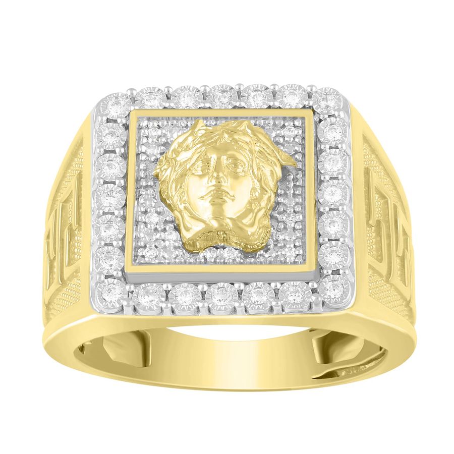 MEN'S RING 0.25CT ROUND DIAMOND 10K YELLOW GOLD