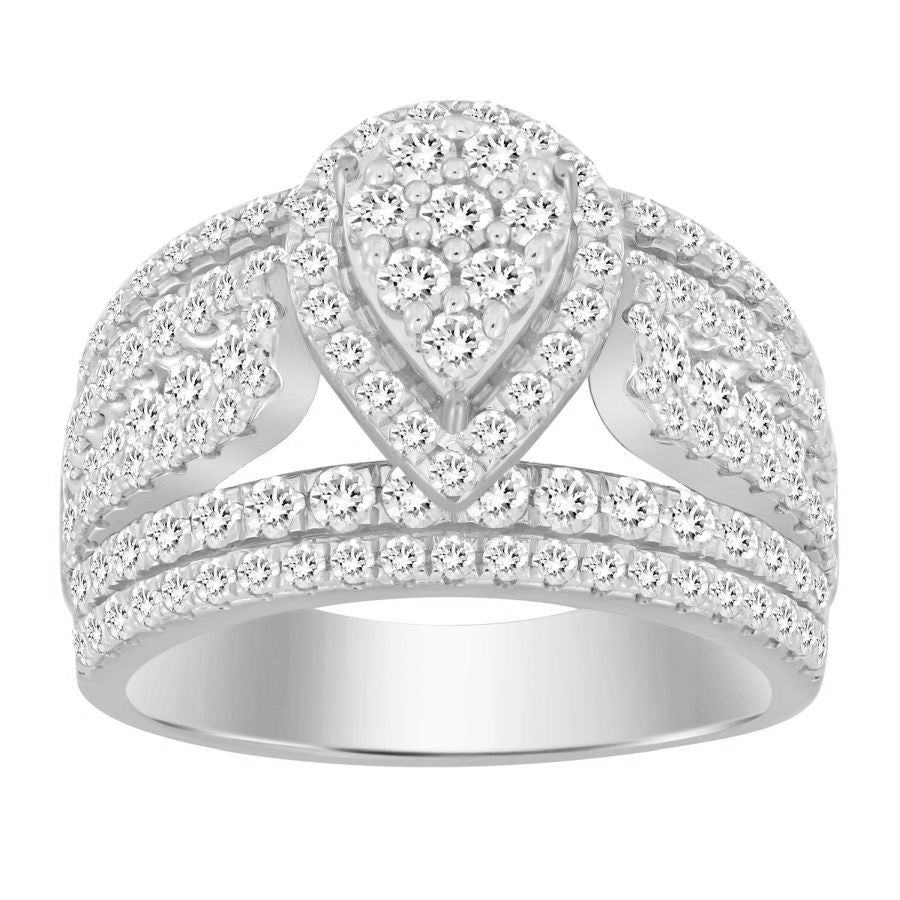 LADIES RING 2.00CT ROUND DIAMOND 10K WHITE GOLD