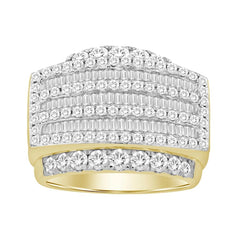 MEN'S RING 3.00CT ROUND/BAGUETTE DIAMOND 10K YELLOW GOLD