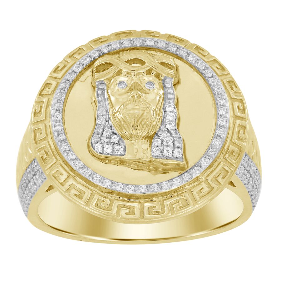 MEN'S RING 0.50CT ROUND DIAMOND 10K YELLOW GOLD