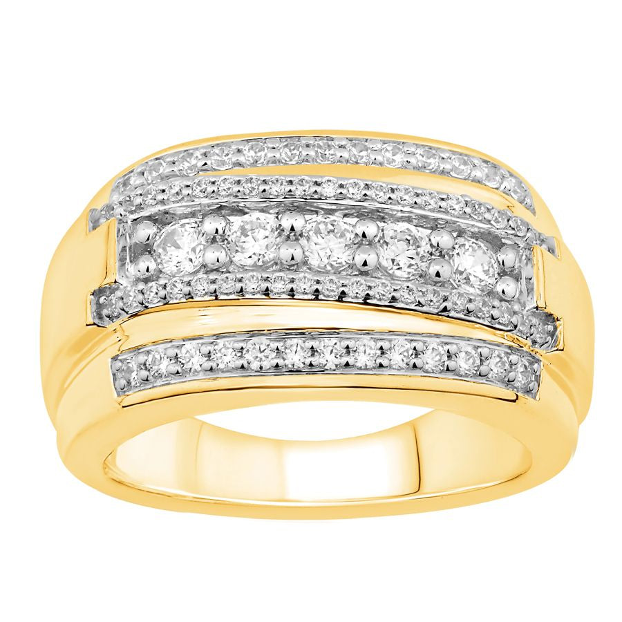 MEN'S BAND 1.00CT ROUND DIAMOND 10K YELLOW GOLD