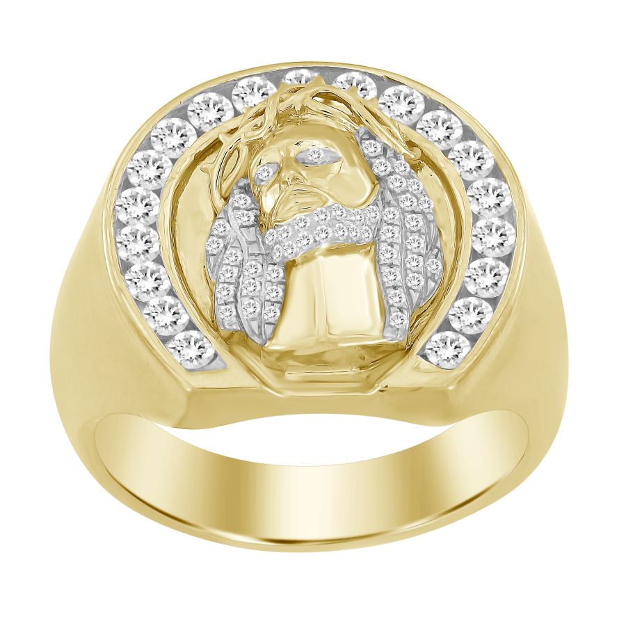 MEN'S RING 0.75CT ROUND DIAMOND 10K YELLOW GOLD