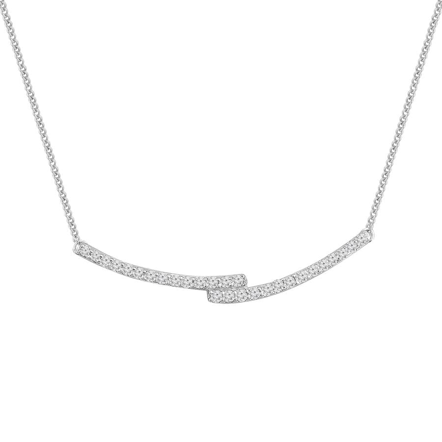 LADIES NECKLACE 0.20CT ROUND DIAMOND 10K WHITE GOLD