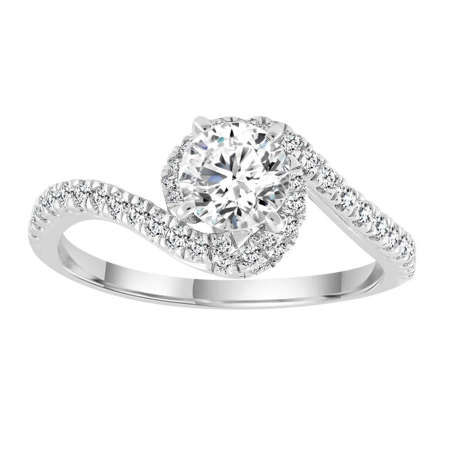 LADIES ENGAGEMENT RING SEMI MOUNT 0.33CT ROUND DIAMOND 14K WHITE GOLD (CENTER STONE 1.00CT ROUND DIAMOND)