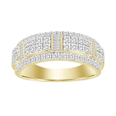 MEN'S BAND 1.00CT ROUND/BAGUETTE DIAMOND 10K YELLOW GOLD