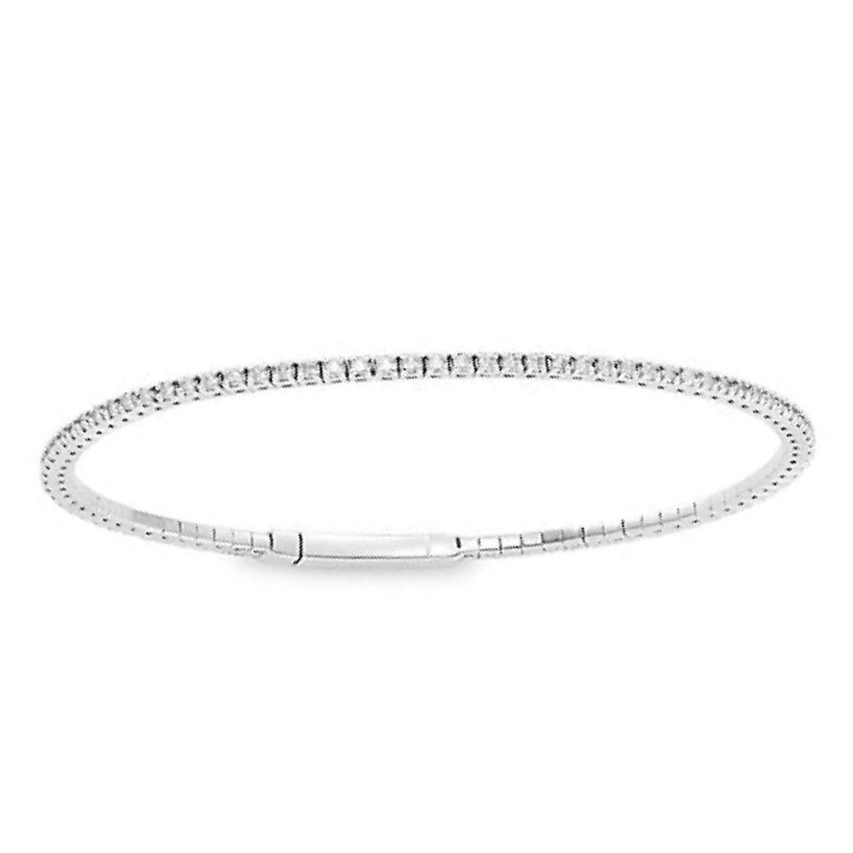 LADIES FLEXIBLE BANGLE SEMI MOUNT 3.00CT ROUND DIAMOND 14K WHITE GOLD