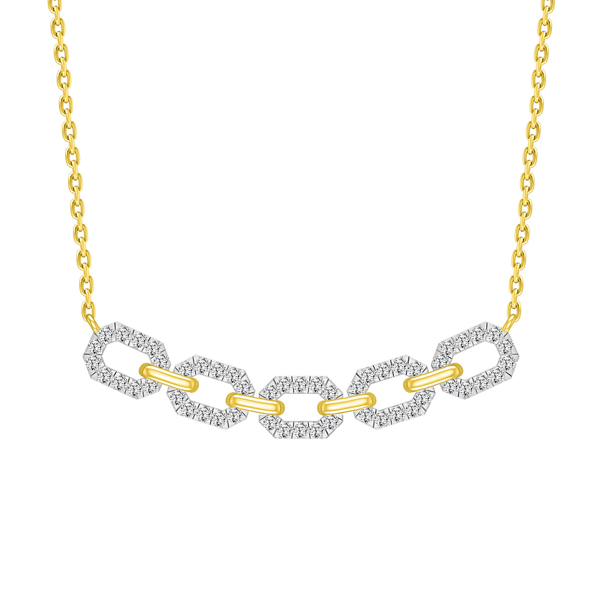 LADIES NECKLACE 0.50CT ROUND DIAMOND 10K YELLOW GOLD