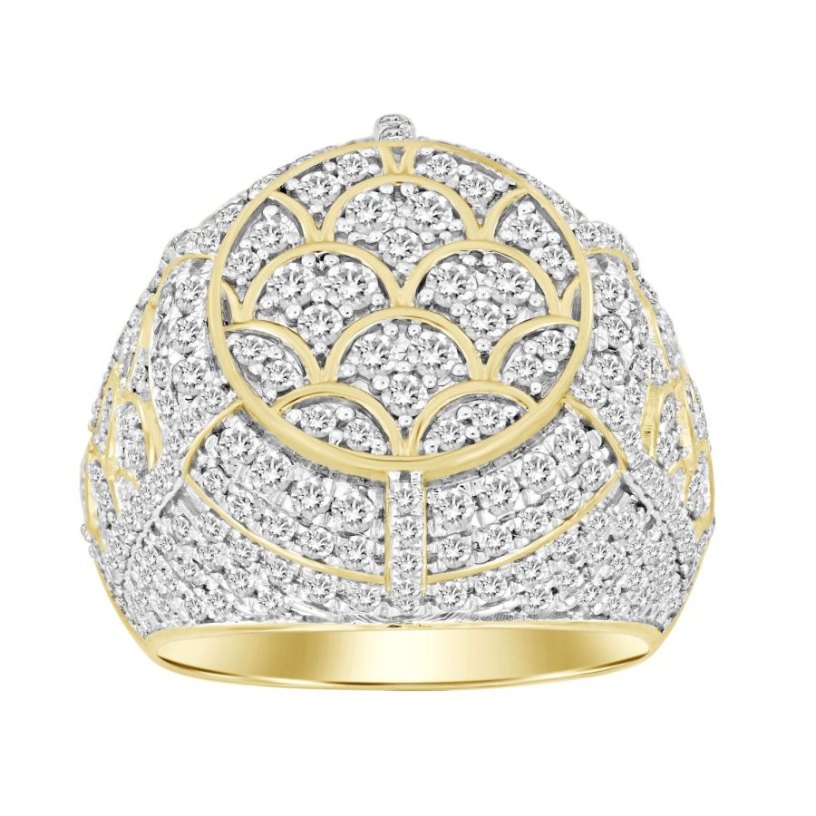 MEN'S RING 3.00CT ROUND DIAMOND 10K YELLOW GOLD