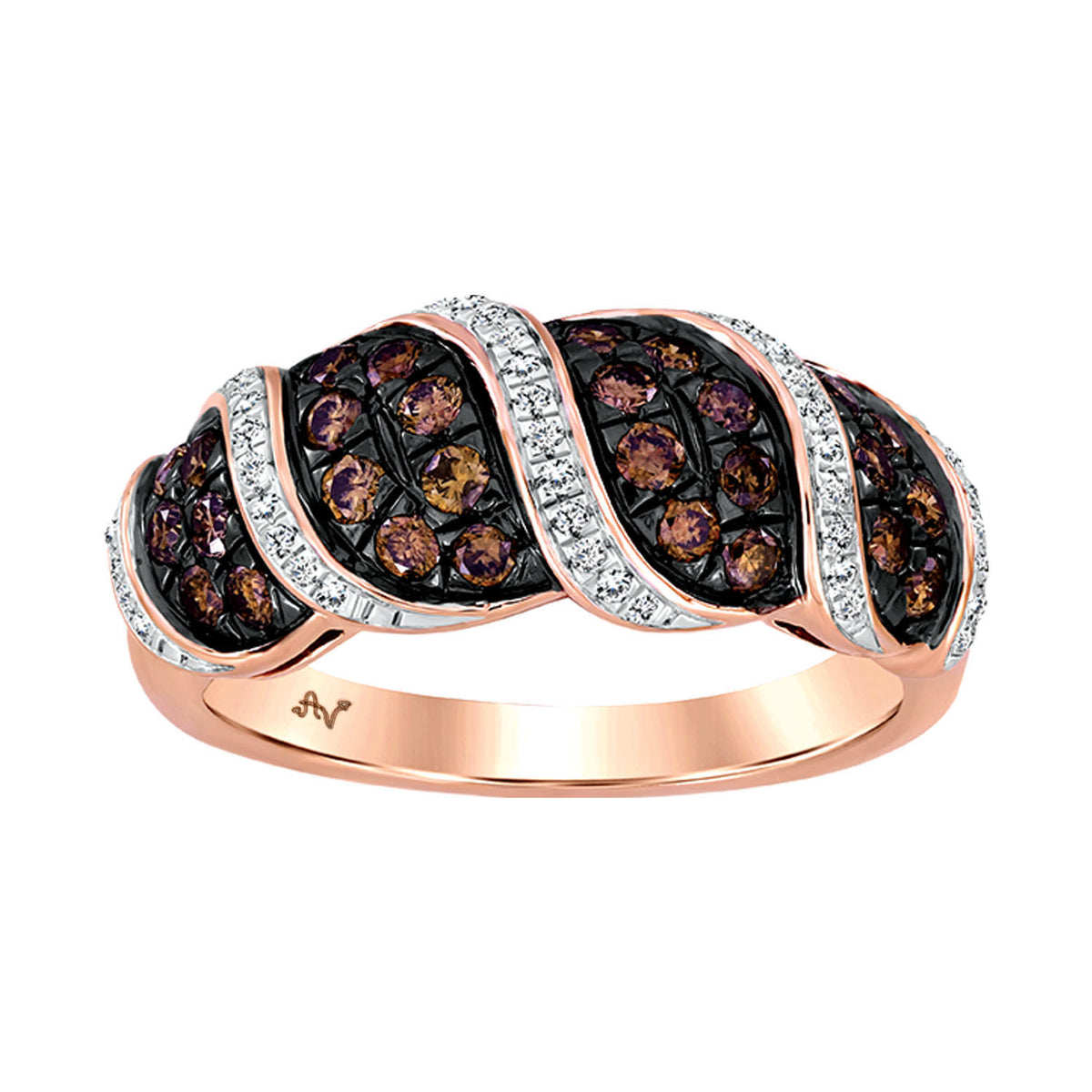 LADIES BAND 0.80CT ROUND/DARK BROWN DIAMOND 14K ROSE GOLD