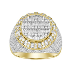 MEN'S RING 2.00CT ROUND/BAGUETTE DIAMOND 10K YELLOW GOLD