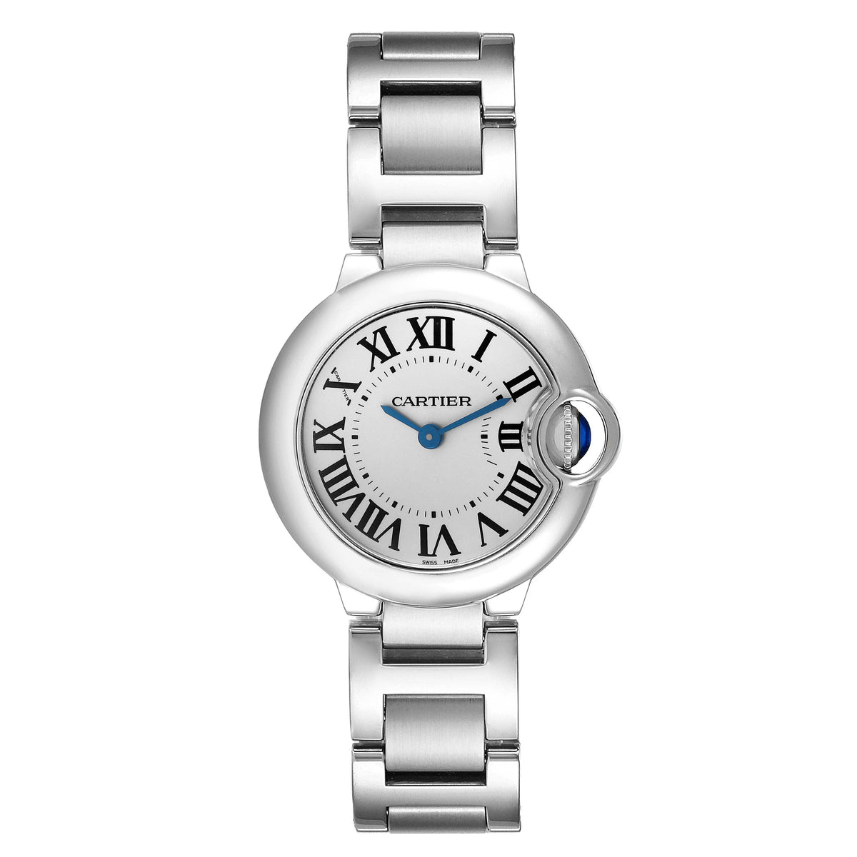 Cartier Ballon Bleu 28mm Silver Dial Stainless Steel Watch 3009