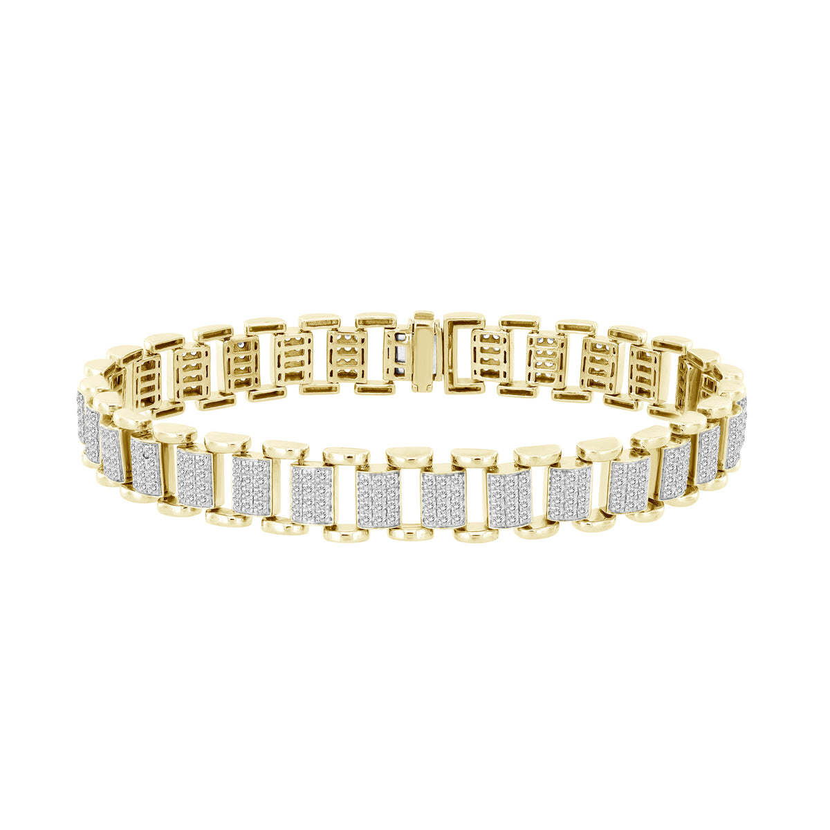 MEN'S BRACELET 3.00CT ROUND DIAMOND 10K YELLOW GOLD