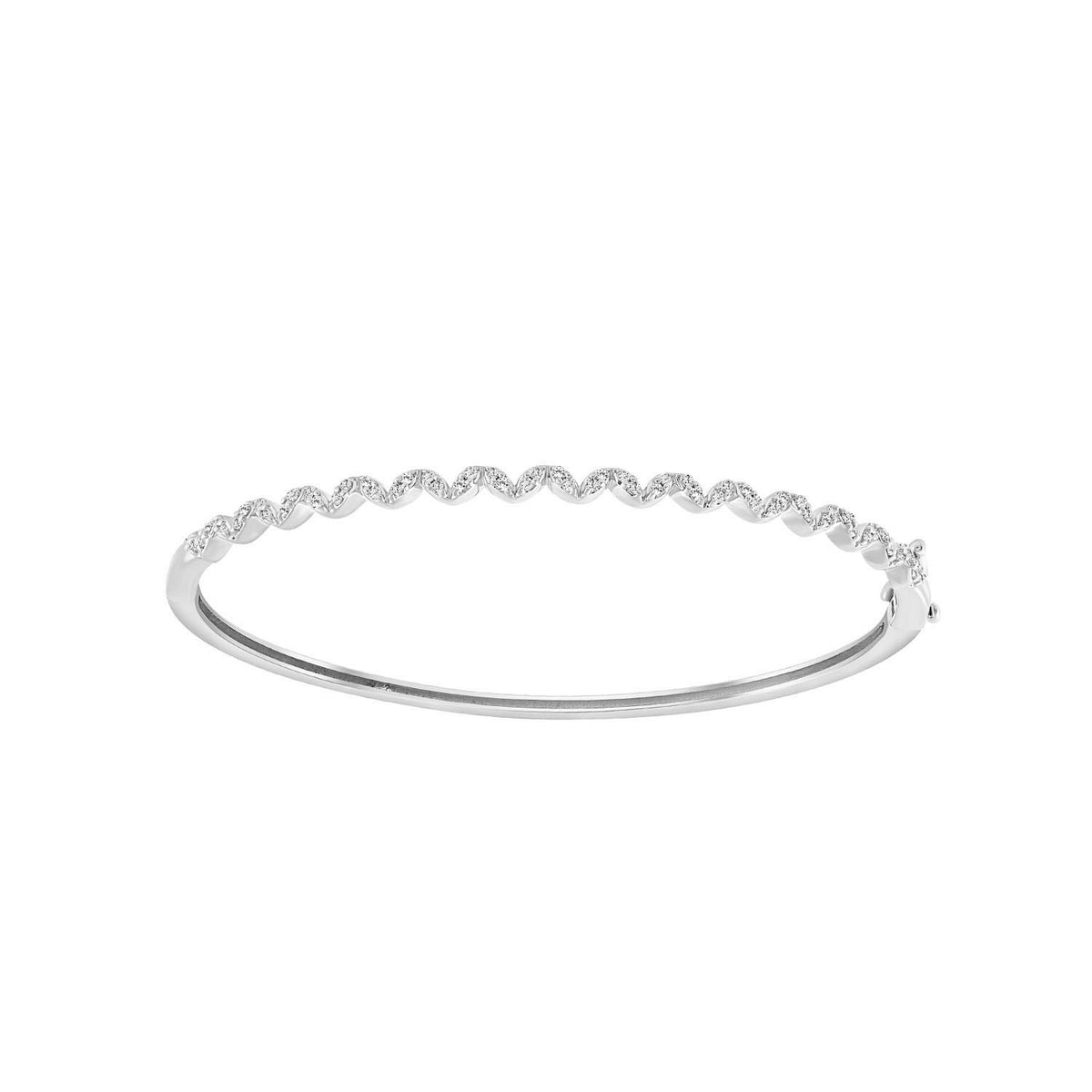 LADIES BANGLE 0.33CT ROUND DIAMOND 14K WHITE GOLD  