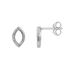 LADIES EARRINGS 0.05CT ROUND DIAMOND 14K WHITE GOLD