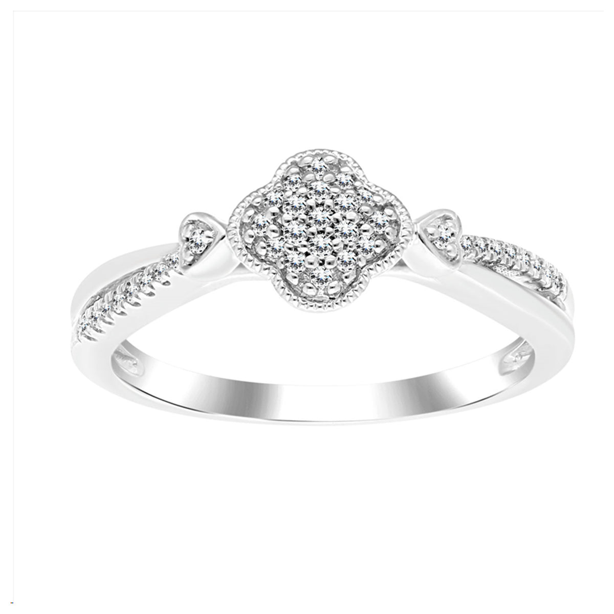 LADIES RING 0.15CT ROUND DIAMOND 14K WHITE GOLD