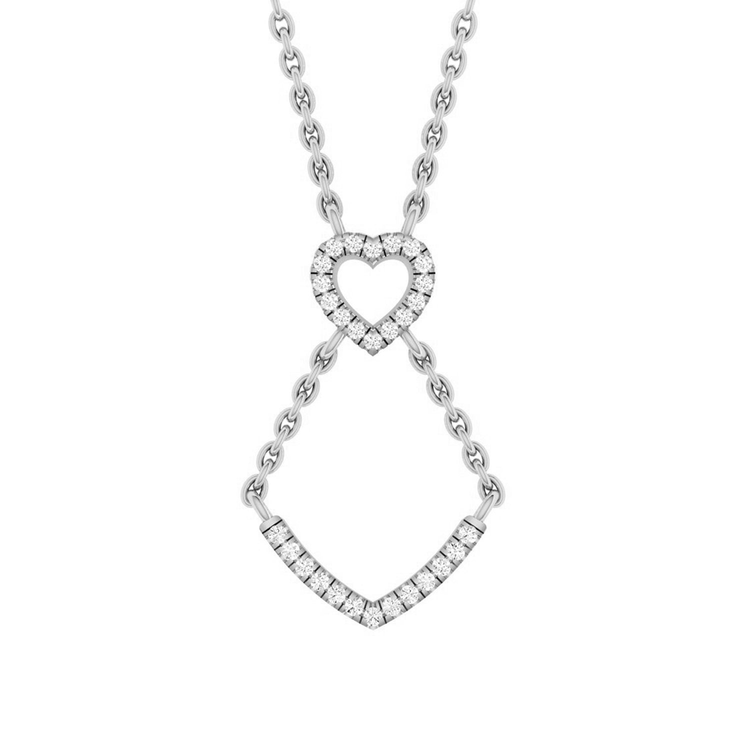 LADIES PENDANT WITH CHAIN 0.16CT ROUND DIAMOND 14K WHITE GOLD