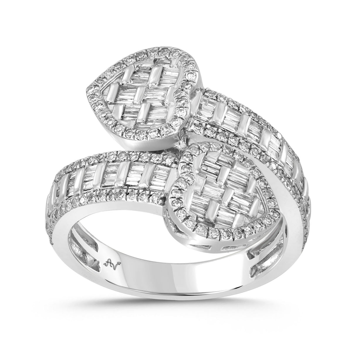 LADIES RING 0.75CT BAGUETTE/ROUND DIAMOND 14K WHITE GOLD