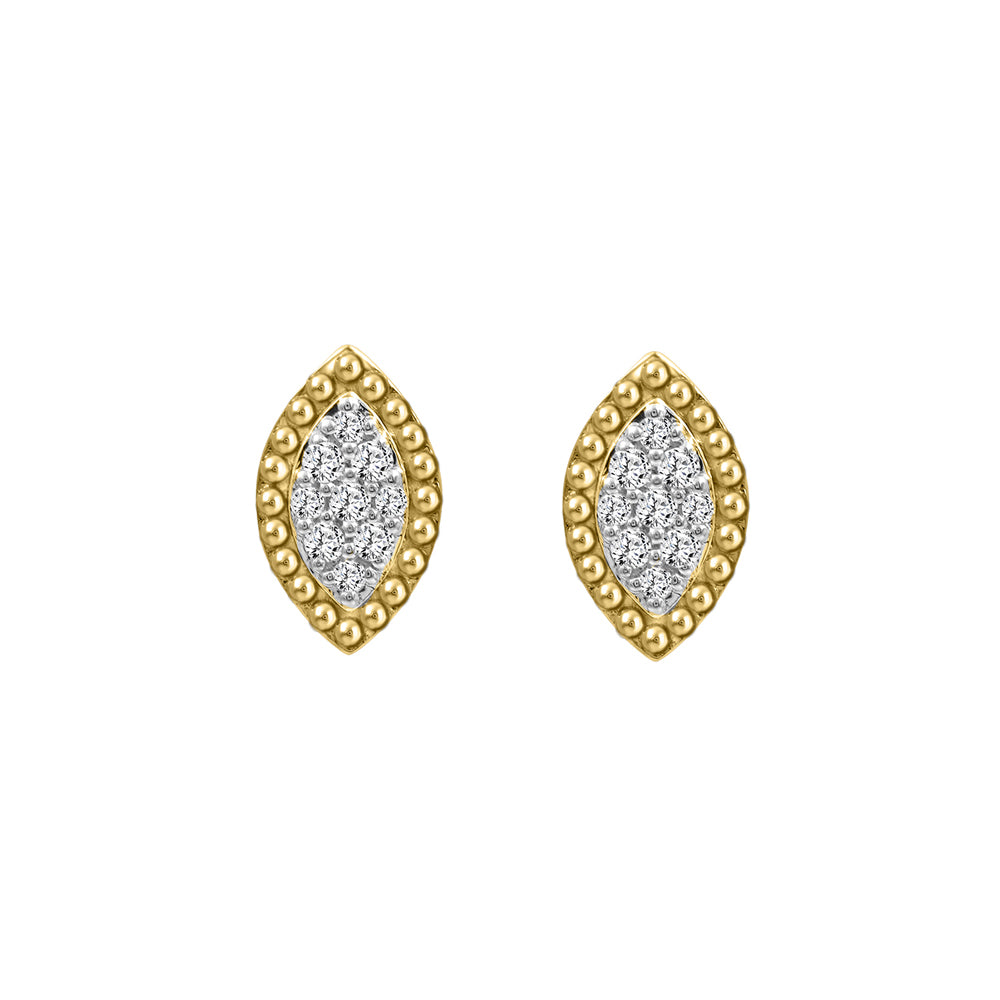 LADIES EARRINGS 0.20CT ROUND DIAMOND 14K YELLOW GOLD