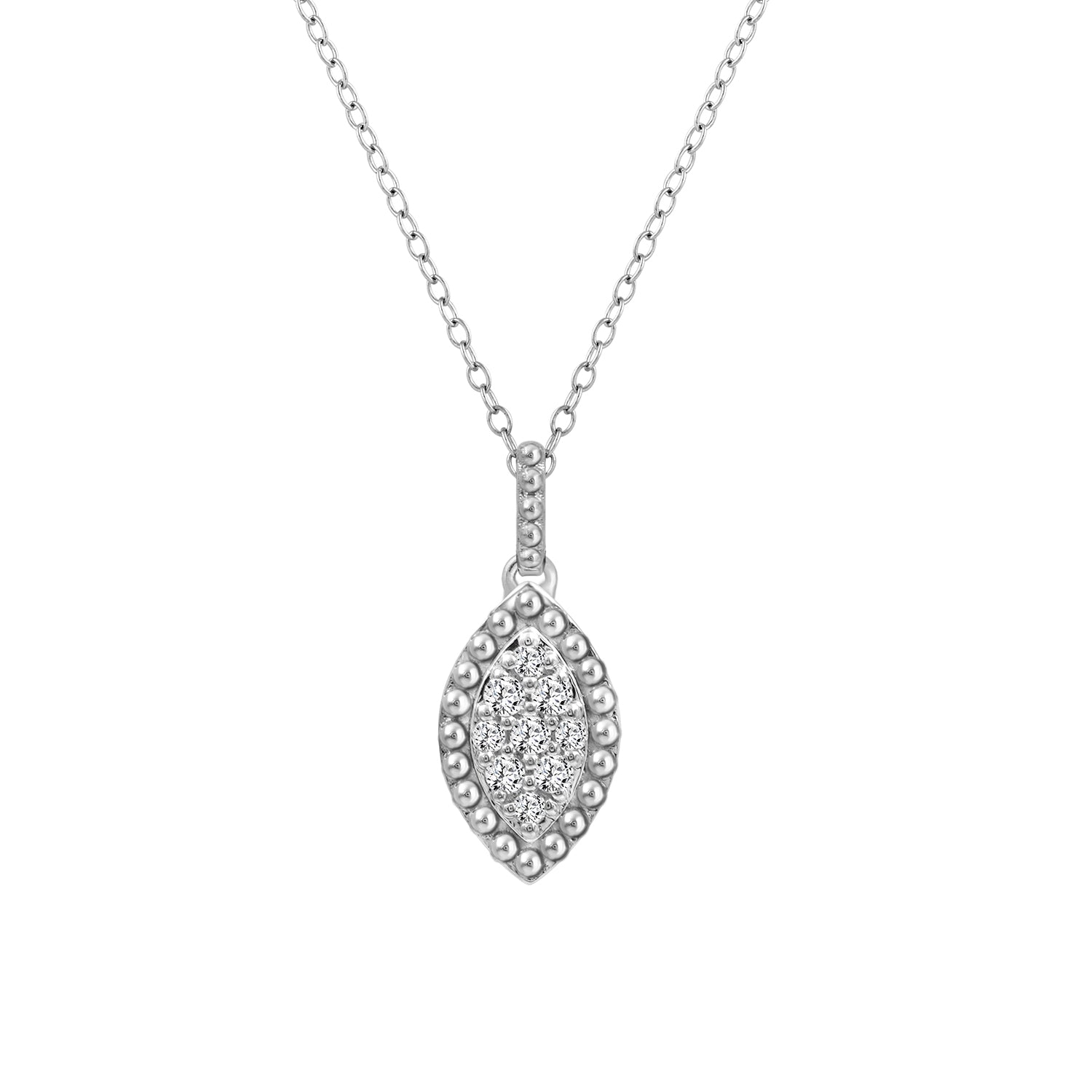 LADIES PENDANT 0.10CT ROUND DIAMOND 14K WHITE GOLD