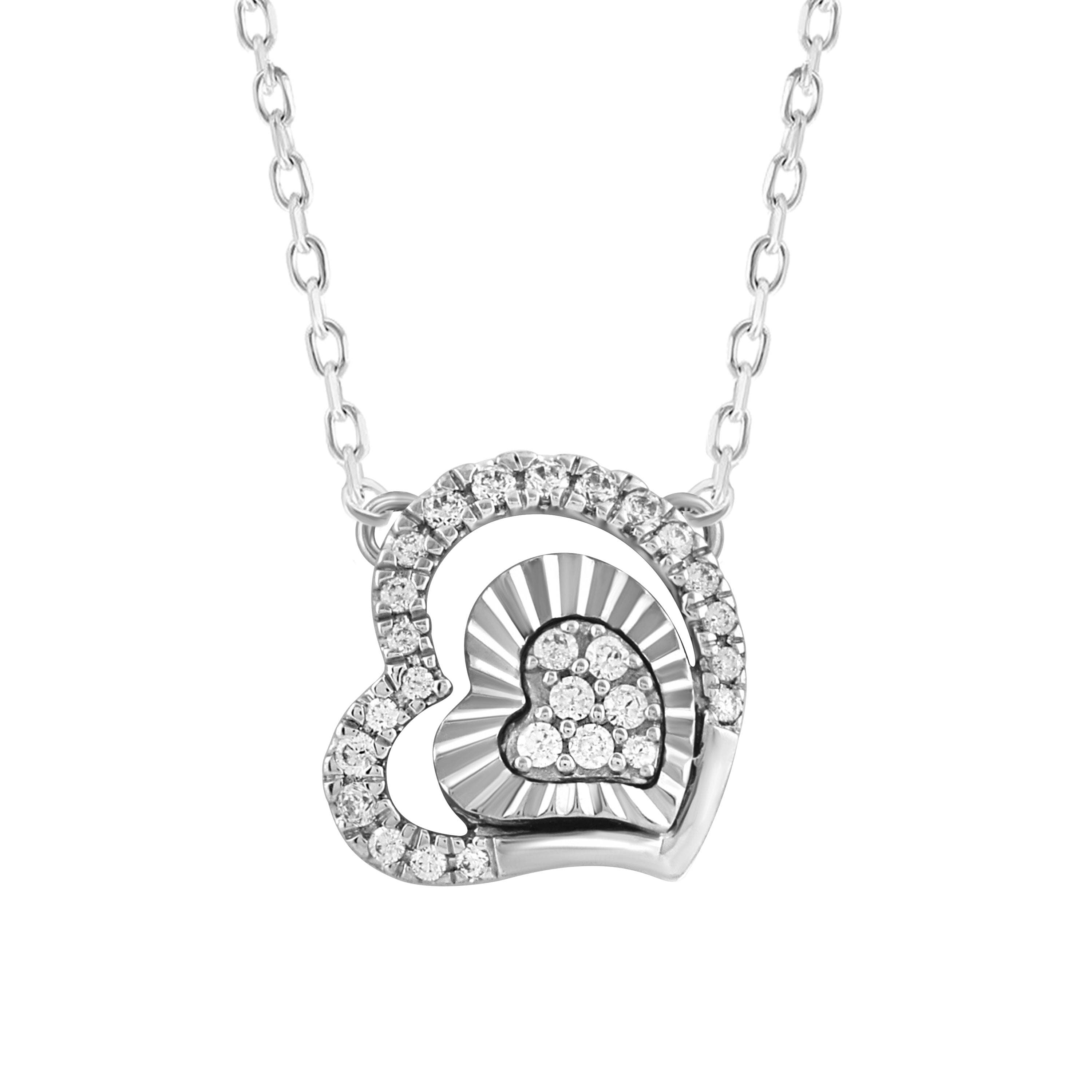 LADIES PENDANT 0.16CT WITH CHAIN ROUND DIAMOND 14K WHITE GOLD