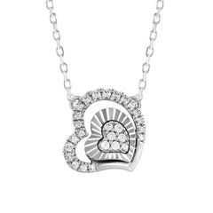 LADIES PENDANT 0.16CT WITH CHAIN ROUND DIAMOND 14K WHITE GOLD