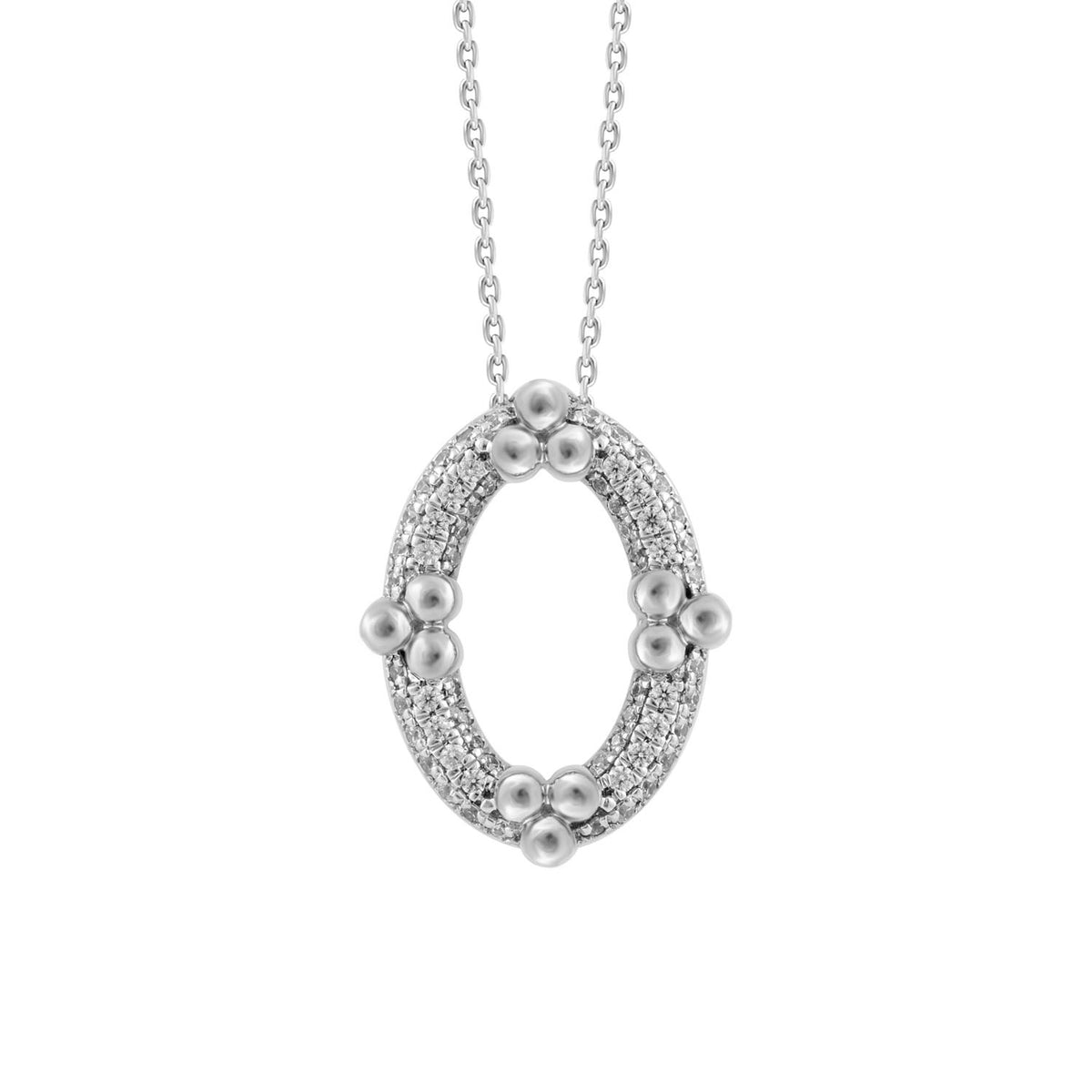 LADIES PENDANT WITH CHAIN 0.25CT ROUND DIAMOND 10K WHITE GOLD