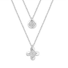 LADIES NECKLACE 0.15CT ROUND DIAMOND 10K WHITE GOLD