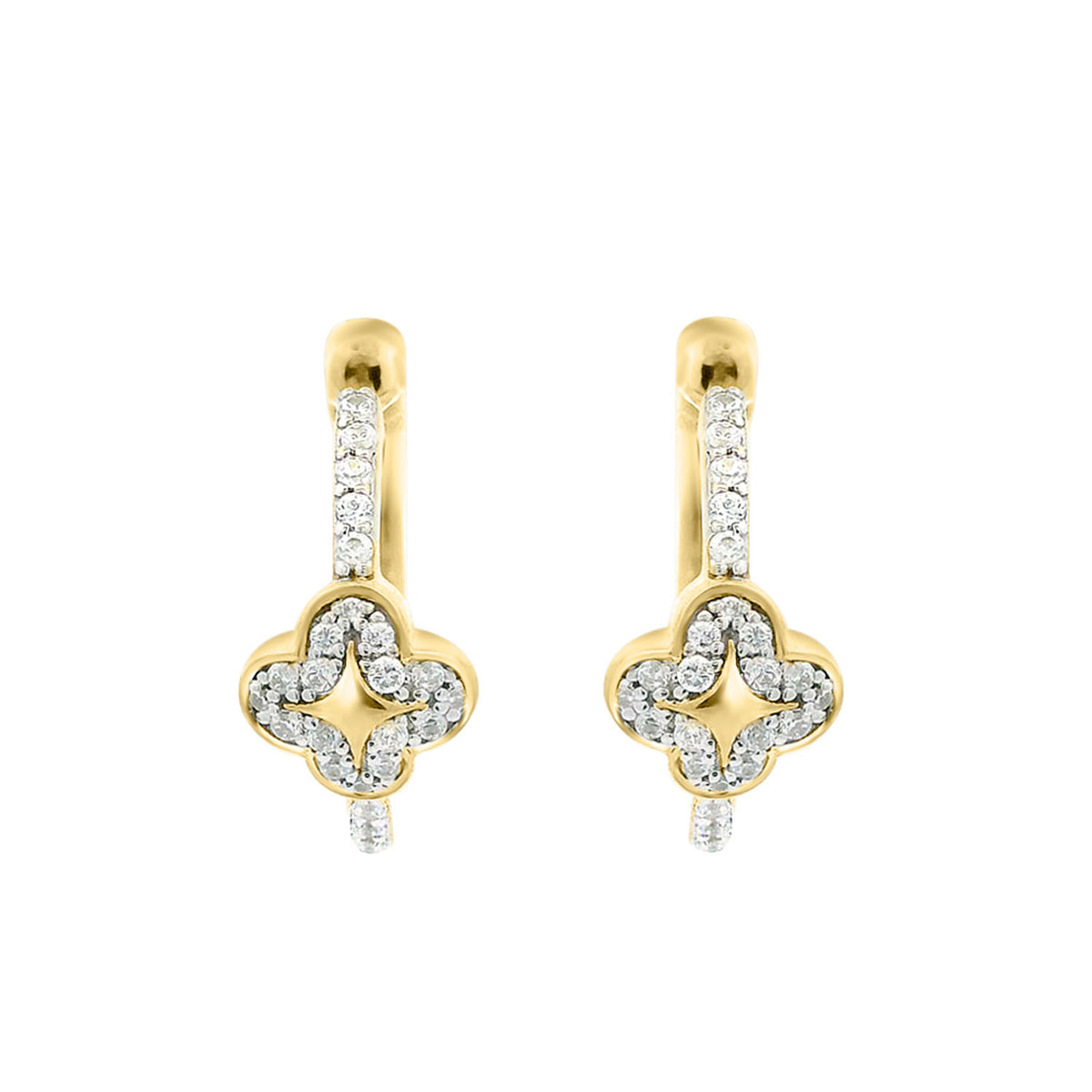 LADIES EARRINGS 0.20CT ROUND DIAMOND 10K YELLOW GOLD