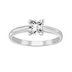 LADIES SOLITAIRE RING 0.33CT PRINCESS DIAMOND 14k WHITE GOLD