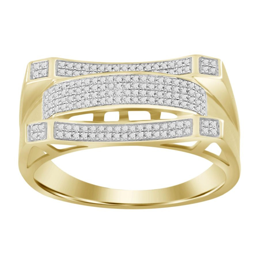 MEN'S RING 0.25CT ROUND DIAMOND 10K YELLOW GOLD