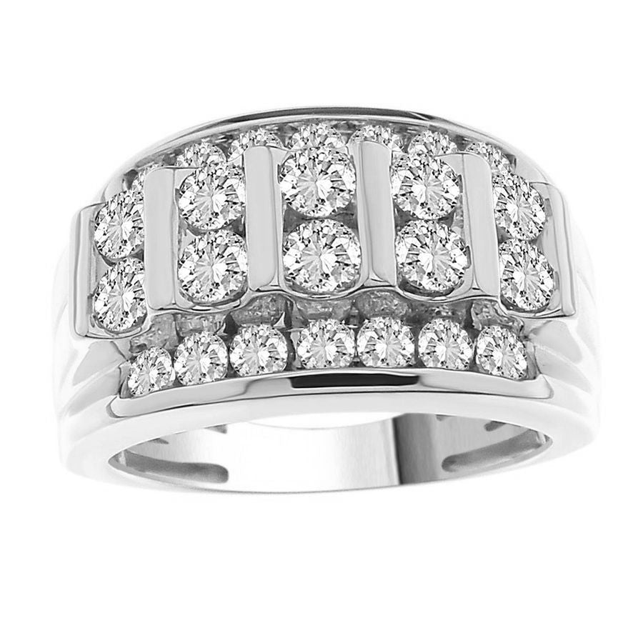 MEN'S BAND 2.00CT ROUND DIAMOND 10K WHITE GOLD